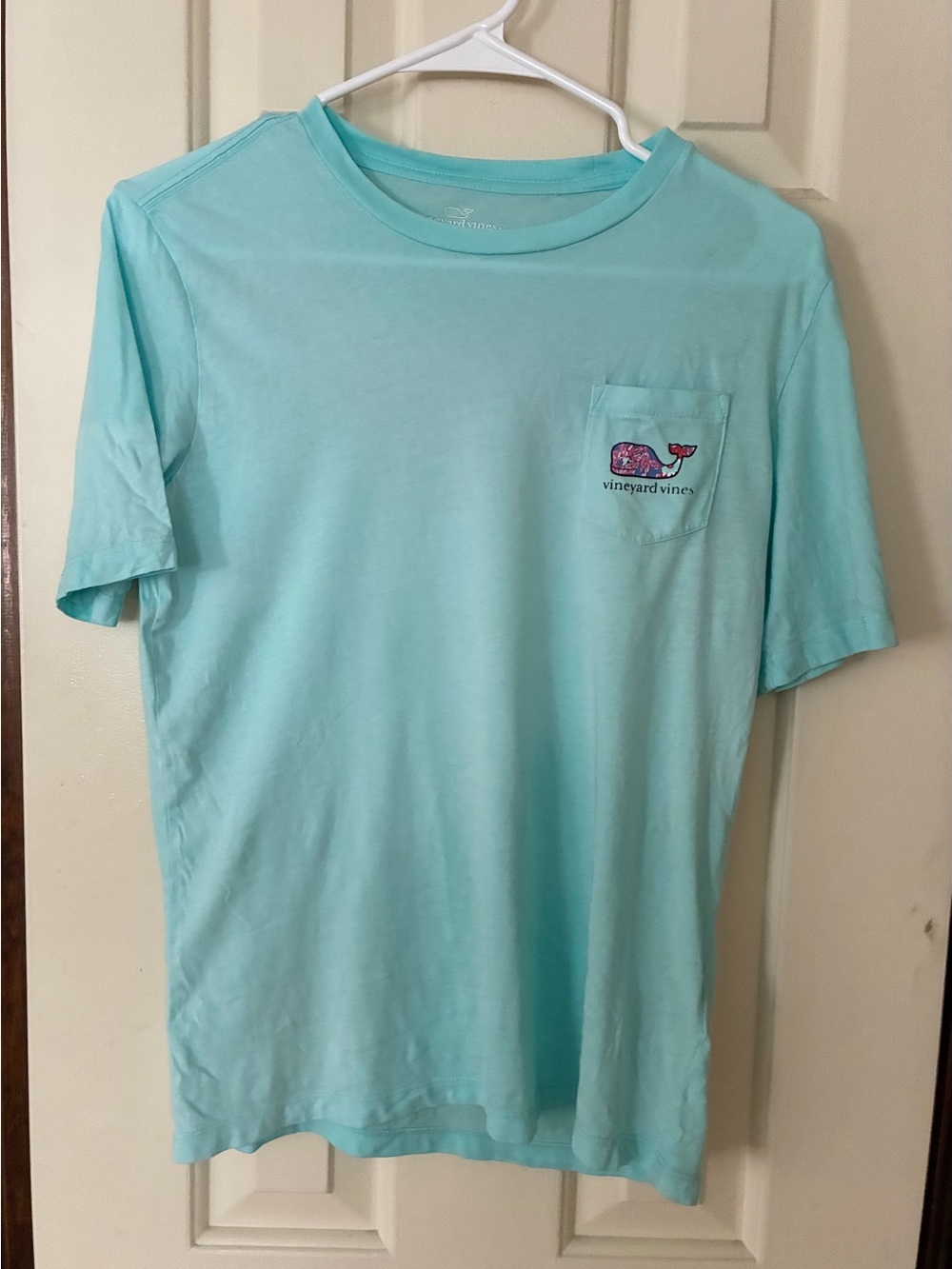 Vineyard Vines Blue Green Pocket T-Shirt in Aqua Youth Medium 12-14